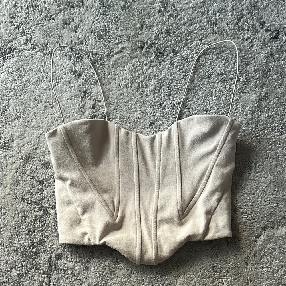 Joah Brown Cream Bustier Top